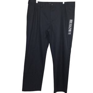 Van Heusen Classic Fit Flex Waistband Navy Pleated Cotton Dress Pants Men's 44